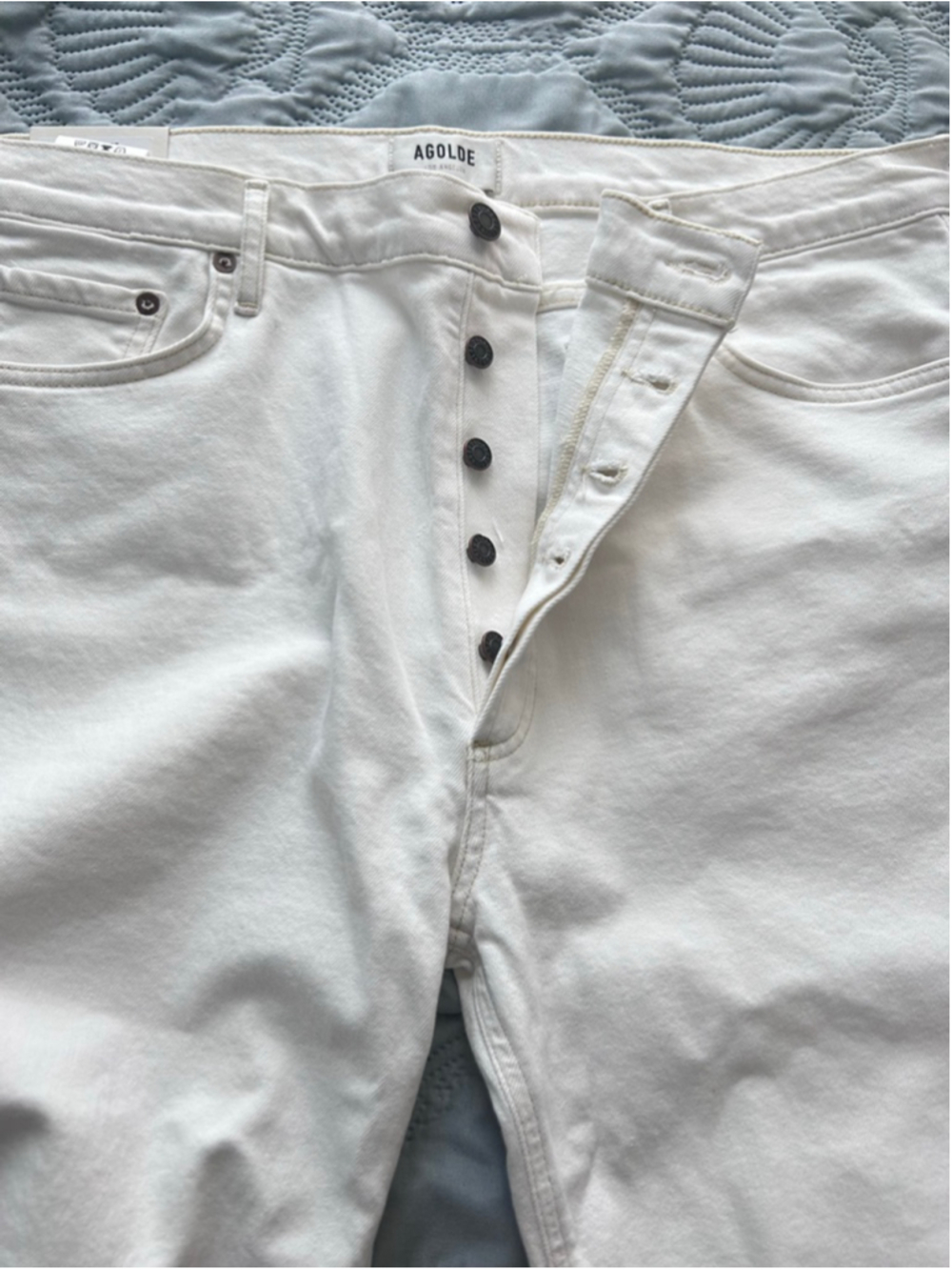 AGOLDE Nico High Rise Slim Crop Jeans White Button Fly Size 34 NWT - Picture 4 of 10